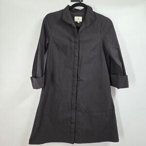 Tuckernuck Black Charlie Shirt Dress Size Small Stand Collar Cotton Stretch Mini